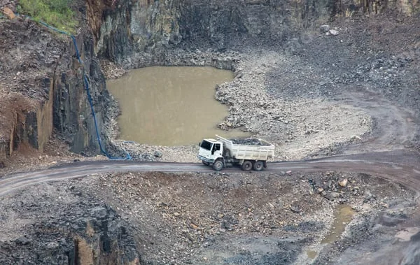 Open cast mine with a haul truck