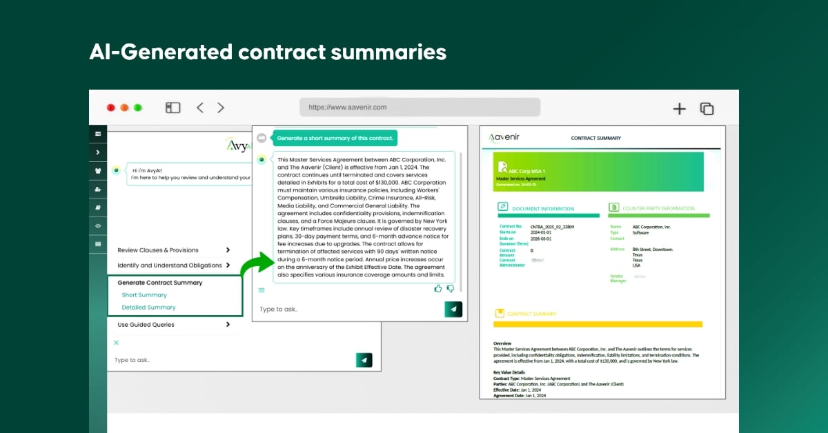 Aavenir Contractflow Spring 2025 Release: Built for the Work You Actually Do 1 AI-Generated contract summaries