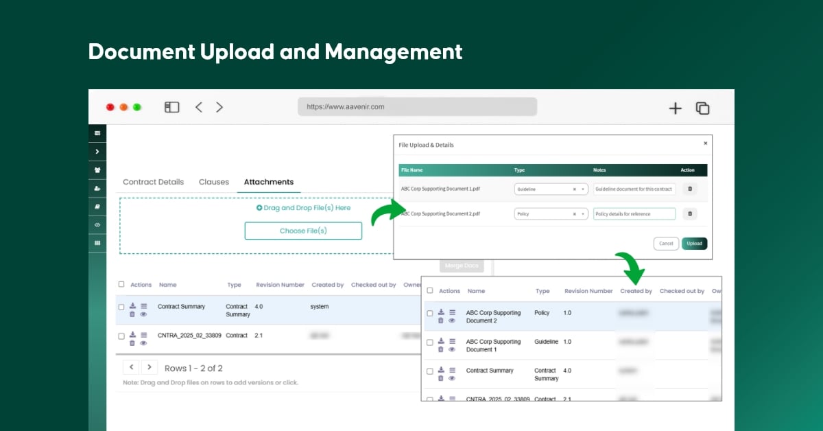 Aavenir Contractflow Spring 2025 Release: Built for the Work You Actually Do 6 Document Upload and Management