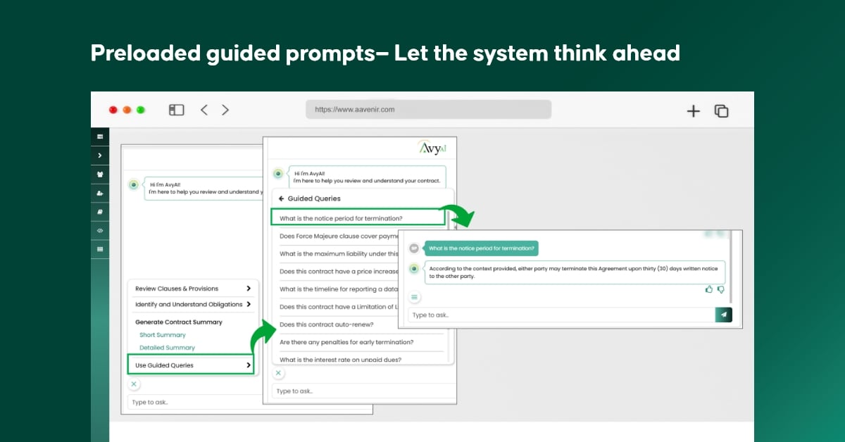 Aavenir Contractflow Spring 2025 Release: Built for the Work You Actually Do 5 Preloaded guided prompts