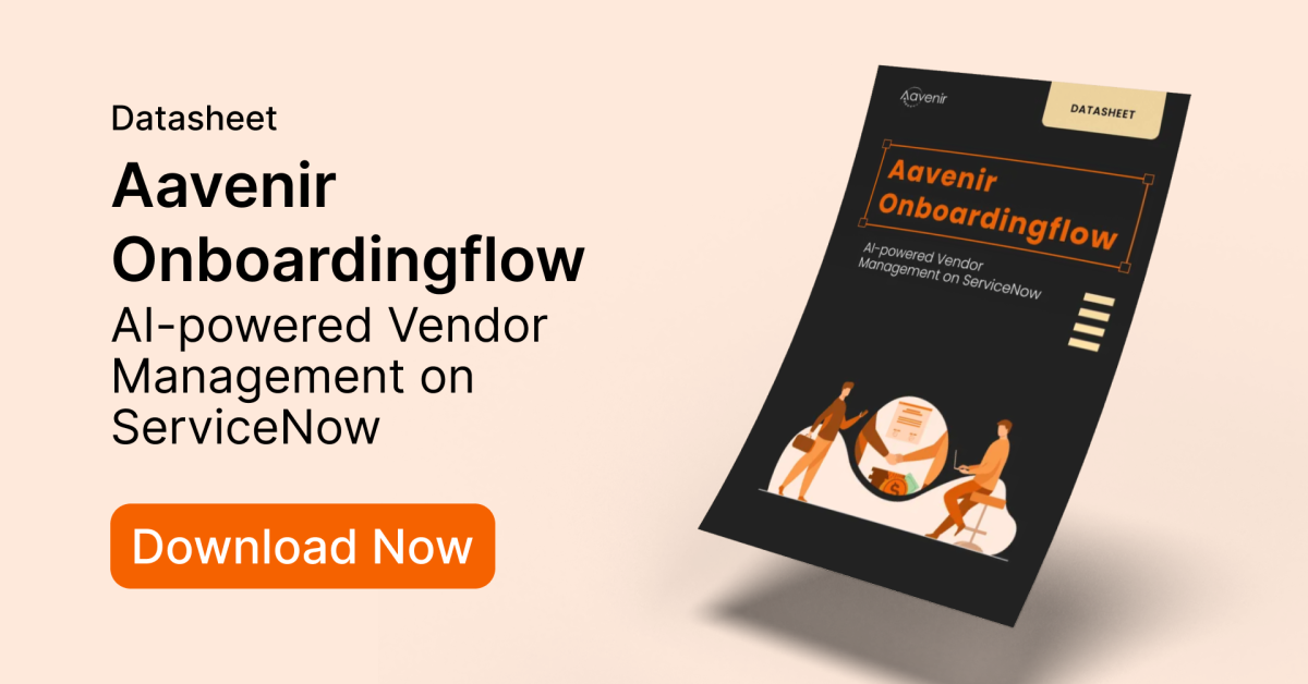 Aavenir Onboardingflow – Centralized Vendor Management Experience on ServiceNow Datasheet